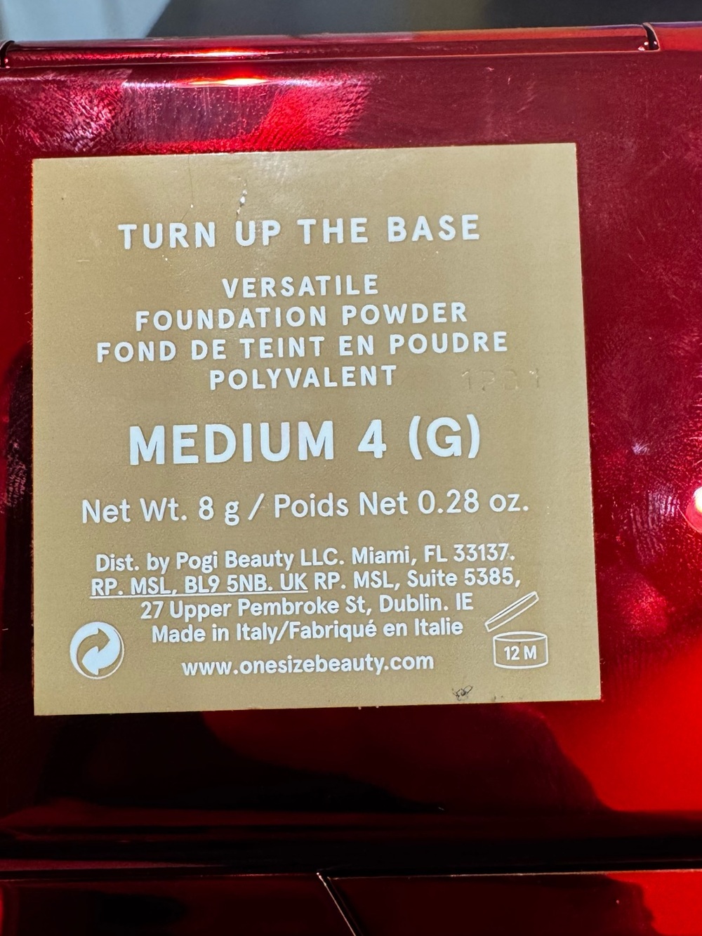 One/Size Turn Up The Base Versatile Foundation Powder — Medium 4 (G) no box